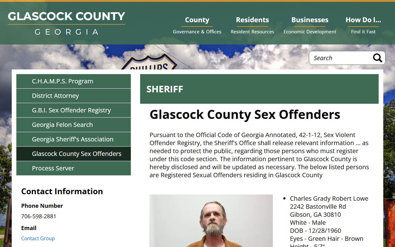 Glascock County sex offender registry photos are not jail mugshots